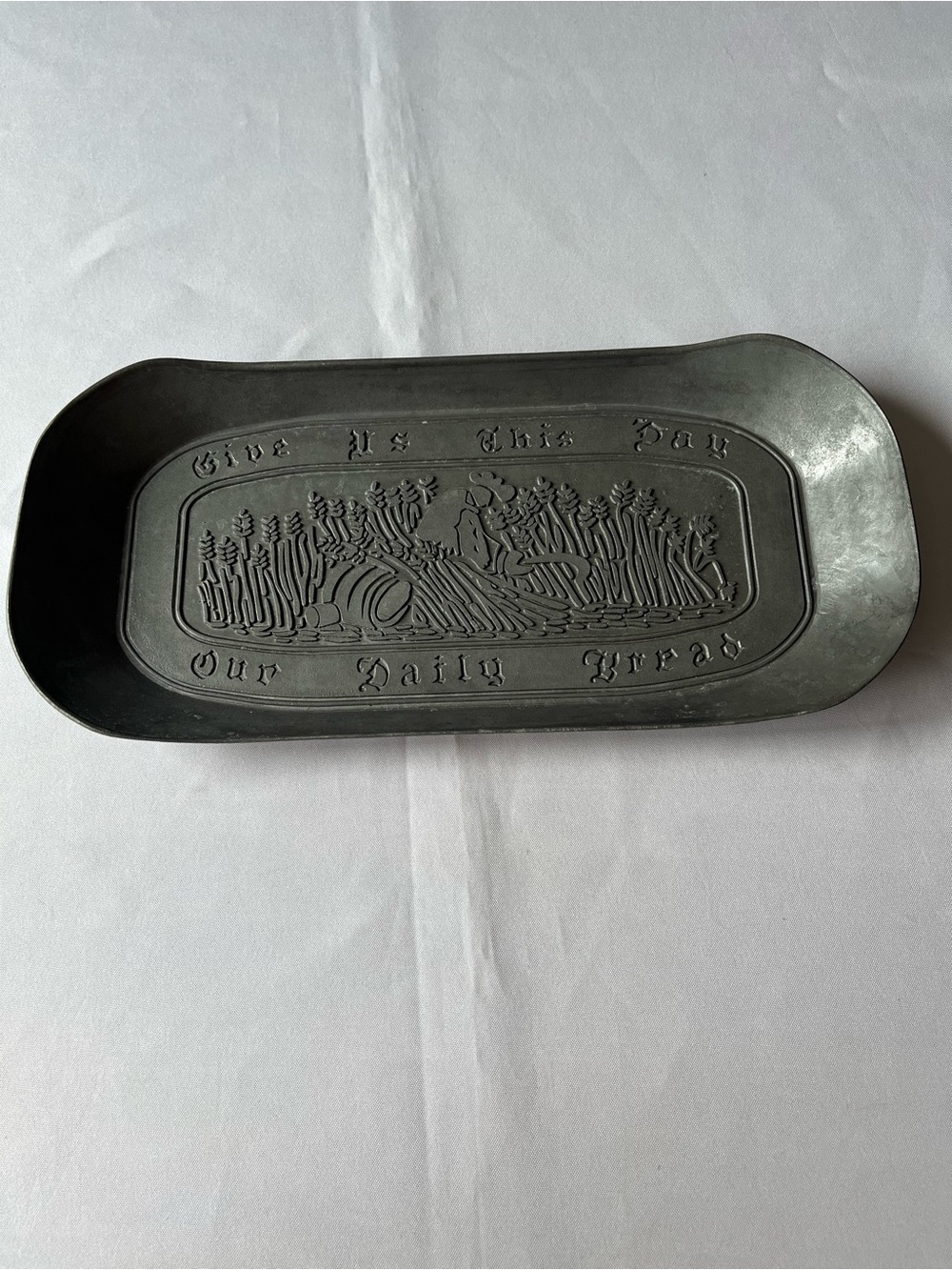 Vintage "Give Us This Day Our Daily Bread" Metal Bread Tray (Made in Japan)